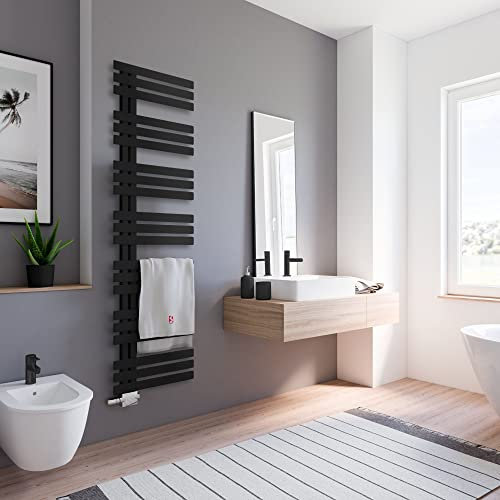 Schulte Designheizkörper Emma, Größe: 176 x 50 cm Stahl pulverbeschichtet, Farbton: Matt-Schwarz H025176450 68
