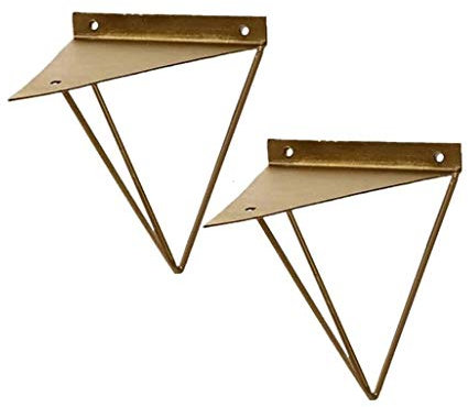 Regalhalterung, Schwerlast Regalträger Regalwinkel Rustikale Regalhalterung Metallstativdreieck schwimmende Regale Klammer Regale Stütze Wand montiert, 2 Packung von 2 ( Color : Gold , Size : 4inch(10