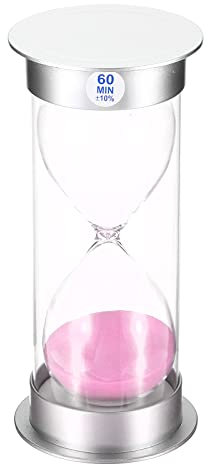 PATIKIL 60 Minuti Sabbia Timer, Sabbioso Orologio Con Plastica Copertura Conteggio Rovescia Sabbia Vetro per Giochi, Cucina, Festa Bomboniere Fai da Te Decorazione, Rosa Sabbia
