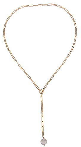 Leslii Damen-Kette Y-Kette weiße Perle Glanz Modeschmuck in Gold