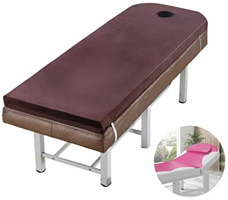 LXJDDLD Matelas pour Table De Lit De Beauté,sur-Matelas Table Massage,7cm D'épaisseur Matelas Memoire De Forme pour Table De Massage Extension De Cils,avec Trou pour Visage,Marron r,60x175cm
