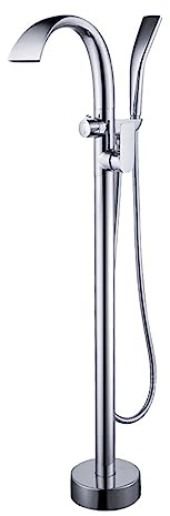 Freistehende Wasserfall Badewanne Armatur Standarmatur Wannenarmatur Einloch Mit Um 360° Drehbarem Auslauf,Chrom