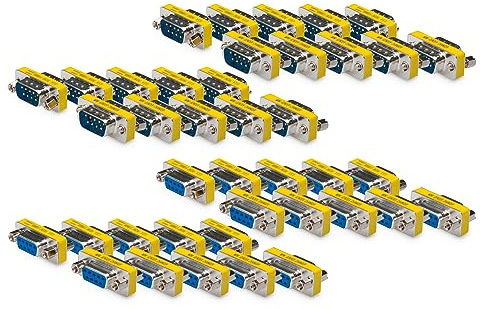 DIGITUS Set: D-Sub 9 Gender-Changer – Adapter – 9-Pin Kupplung – RS-232 – RS-485 – TTL – Metallgehäuse – 10x (Buchse zu Buchse) – 10x (Stecker zu Stecker)