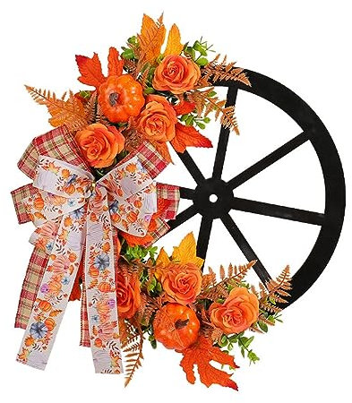 Thanksgiving Türkranz Herbst Herbstkranz Haustür Türkranz GanzjäHrig Festival Türkranz Weihnachten Türkranz Modern Türkranz Herbst AußEn Türkranz Personalisiert Blumenkranz Deko (Orange, 42x45x8cm)