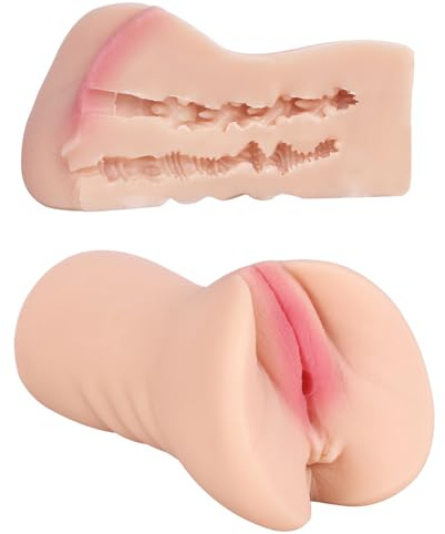 Seckoe Vagina Anal Doppel Tunnel Realistisch Masturbator 3D Gummi Vargina Buttplug Masturbieren Sexsexspielzeug Taschenmuschi Artificial Pocket Pussy Männer Penis Masturbieren Sextoys für Männer