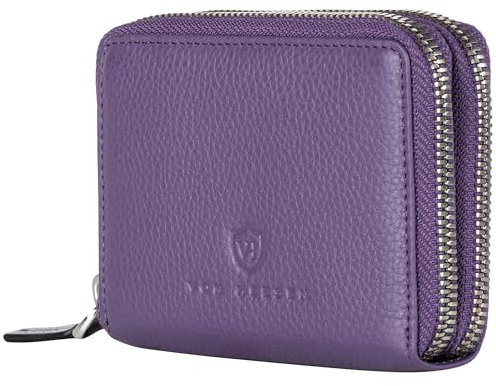 VON HEESEN Leder Geldbörse mit RFID-Blocker - Portemonnaie für Damen & Herren aus echtem Leder - Wallet mit Münzfach - Geldbeutel für Frauen und Männer in Violet