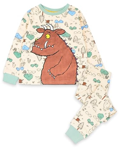 Gruffalo Pyjamas Baby Kids Fur & Mouse Blue Grey Long Sleeve T-Shirt & Trousers PJs Set | Book Illustrations Clothing Merchandise, 5-6 Years