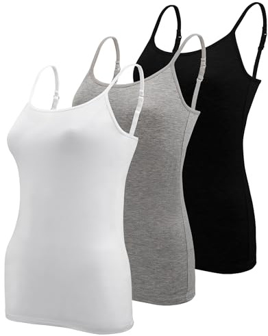 BQTQ 3 Pcs Women's Camisole Vest Tops Spaghetti Strap Undershirts Camisoles | Adjustable Spaghetti Straps Camisoles Slim Fit Basic Vest Tops for Women, Soft Seamless Layering Tops for Everyday Wear