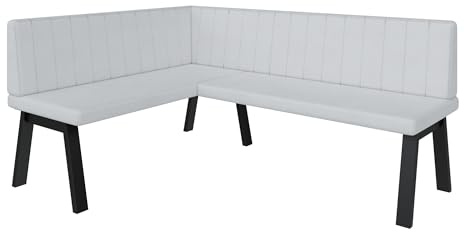 FURNISTAR Eckbank Akiko Metal A - Eckbankgruppe für Ihrem Esszimmer, Küche modern, Sitzecke, Essecke. Perfekt für Küche, Büro und Rezeption. Solide und Starke Verarbeitung. (128x168-Links-Soft17)