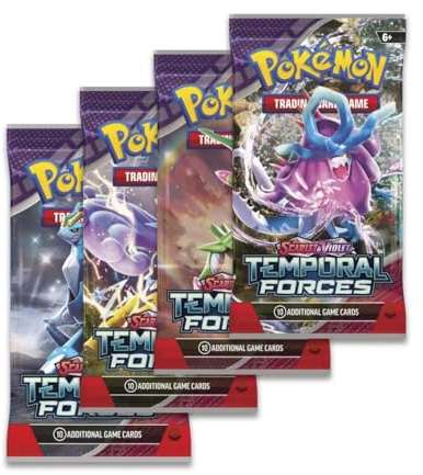 Pokémon TCG Scarlet & Violet Temporal Forces Booster Packs x4 | Chance to Find EX, Double Rare or Legendary Pokémon | Great Gift for Fans & Collectors | Pokemon Cards Pack