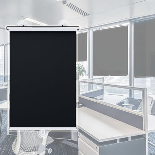 Saugnapf Verdunkelungsrollos,Einziehbare Sonnenschutzrollos Für Türen Fenster,Tragbare Thermorollo,Temporäre Jalousien Ohne Bohren,Schwarz,Für Schlafzimmer Terrasse Auto,W×H-68 * 180cm(27 * 71in)
