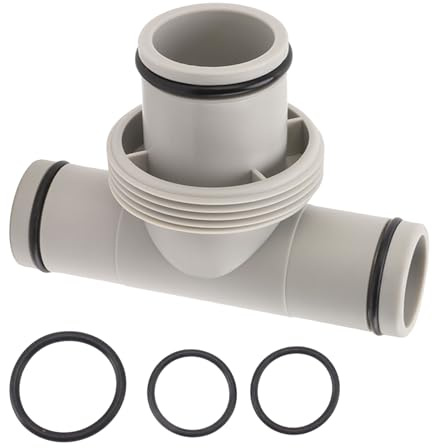 Tissting Pool Schlauchverbinder T Stück Pool Adapter 32mm auf 38mm 3 Wege | Ventil Poolschlauch Adapter mit Unterlegscheiben, Grau Kunststoff Poolschlauch Verbinder für Intex Rohre