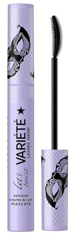Eveline Cosmetics Variété Volumen- und Wimpernverlängernde Mascara - Tiefschwarz, Wischfest mit Silikonbürste für Angepasste und Definierte Wimpern
