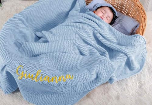 Coperte personalizzate a maglia per bambini con nome ricamato a mano, regalo personalizzato per neonati, bambini e bambini