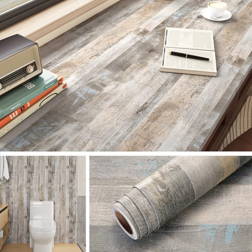 Livelynine Worktop Vinyl Covering Wood Effect Wallpaper for Walls Bedroom Bathroom Wall Paper 40CMx10M Wood Panel Vinyl Wrap for Kitchen Worktop Furniture Doors Contact Paper Self Adhesive for Desk