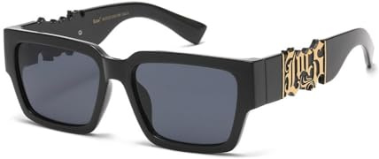 hotrodspirit LOCS solglasögon stor guldlogotyp herr biker, svart, One Size