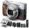 NBD Fotocamera digitale da 64 MP con funzione Vlogging 5K, Schermo Orientabile 3 180°, Zoom 18X & Autofocus – Leggera 238g con SD 32GB + 2 Batterie(Argentato)
