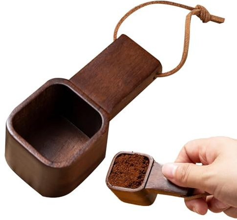 Cuchara medidora de madera para café, cuchara medidora de café, cuchara medidora de café, la textura natural de la madera se conserva, y elegante