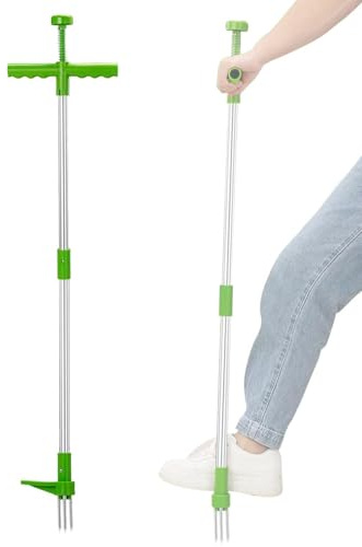Unkrautvernichter im Stehen – Unkrautvernichter, manuell, Step and Twist mit Fußpedal, Werkzeug zum Entfernen von Unkraut mit langem Griff, verstellbar, für Löwenzahn, Unkraut, Rasen