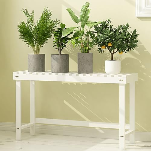 Kchsdool Pflanzenständer aus Holz für den Außenbereich, gestuftes Pflanzenregal für Garten, Hof, Terrasse und Balkon – einfach zu montieren (Weiß, 98x45cm)