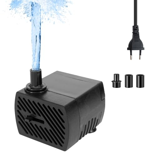 mizikuu Mini Wasserpumpe, 5W Aquarium Pumpe 350L/H Tauchpumpe Klein Ultra Leise mit Fluss-Einstellung 2 Düsen Springbrunnenpumpe Submersible Pumpe für Aquarien, Brunnen, Statuen, Hydrokultu