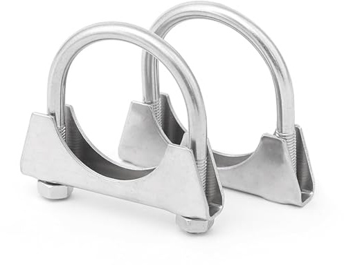 2 Pcs 54mm Exhaust Clamp, 304 Stainless Steel U Clamp Heavy Duty U Bolts Exhaust Saddle Type for 54mm Diameter Tail Pipe