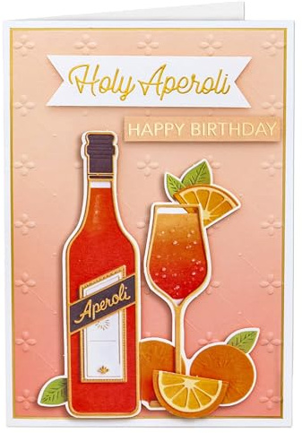 Joli Coon 3D Geburtstagskarte Holy Aperoli, mit FinePaper Kuvert | 350g Designerpapier, Fine-Paper-Kuvert, goldener Siegelsticker, für persönliche Geburtstagswünsche, Premium-Papeterie