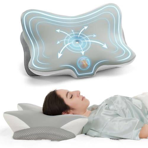 SUMIHUM Ergonomisches Nackenkissen Kopfkissen, Memory Foam Orthopädisches Kissen mit Einstellbarer Höhe, Weiches Bettkissen mit Atmungsaktivem Kissenbezug für Seiten Rücken & Bauchschläfer(Grau)