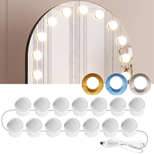 AURORIONCG Luci Specchio Trucco 14 Lampadine LED Cavo Regolabile Scomparsa