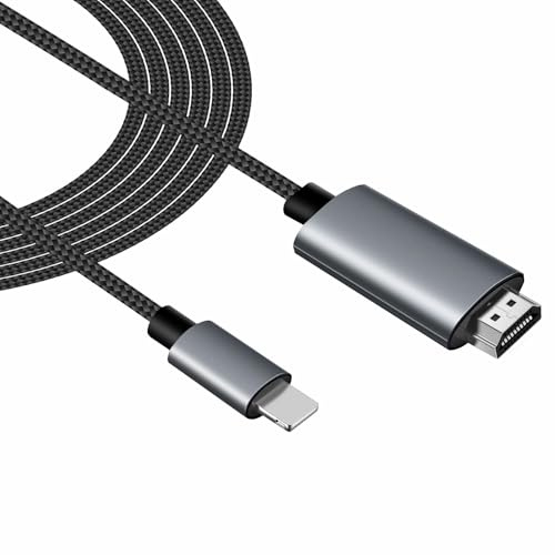 Wvoillty Lighting auf HDMI Adapter für iPhone & iPad, [pple MFi-Zertifiziert] 1080P Digital AV Adapter, HDMI Lighting Kabel für TV, Projektor, Monitor, kompatibel mit iPhone 14/13/12, iPad(2m)
