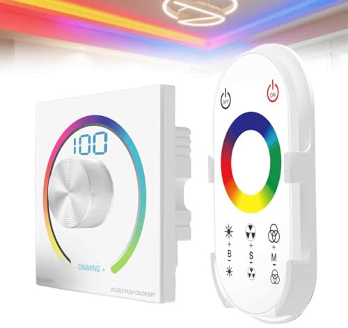 Dimmer a LED, interruttore dimmer DC12V-24V, dimmer da incasso per striscia singola con telecomando, display digitale, vetro, pannello a parete dimmer per lampade, strisce, luci al neon e altro