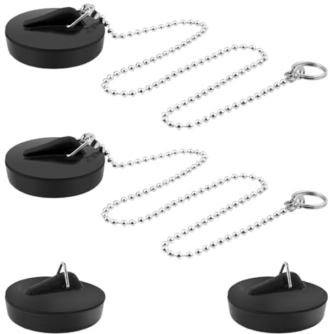 THQAE 4 Pcs Tappi di Scarico Tappi per Lavello con Catena da 40cm Tappi in Gomma per Lavandino Vasca da Bagno Tappo per Lavabo Diametro 40-45mm Tappi in Gomma per Lavelli,Vasche da Bagno e Cucine