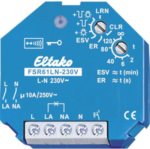 Eltako Funkaktor Stromstoß-Schaltrelais 230V für 2-poliges Schalten von L und N, 1 Stück, FSR61LN-230V