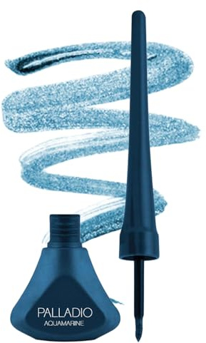 Palladio Liquid Eyeliner, Highly Pigmented and Waterproof Eyeliner, For Intense Eye Definition, Smear-proof Eyeliner Liquid, Includes Easy Grip Wand and Felt Tip Eyeliner Applicator, Aquamarine