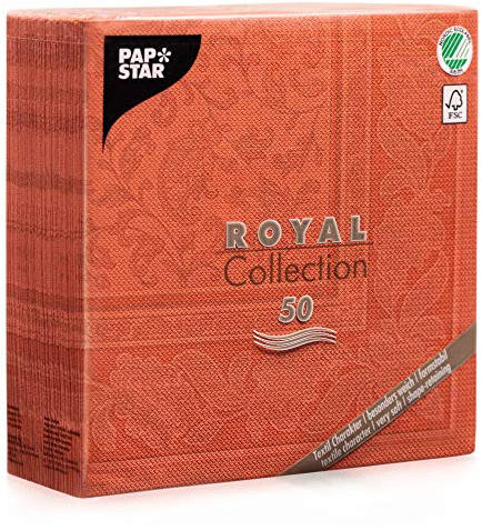 'Papstar 50 Serviettes Royal Collection Pliage 1/4 40 cm x 40 cm Terracotta Ornaments, # 11680