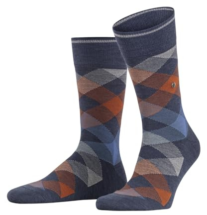 Burlington Newcastle herrstrumpor med hög ny ull, Blå (Dark Blue Melange 6688), 40-46 EU