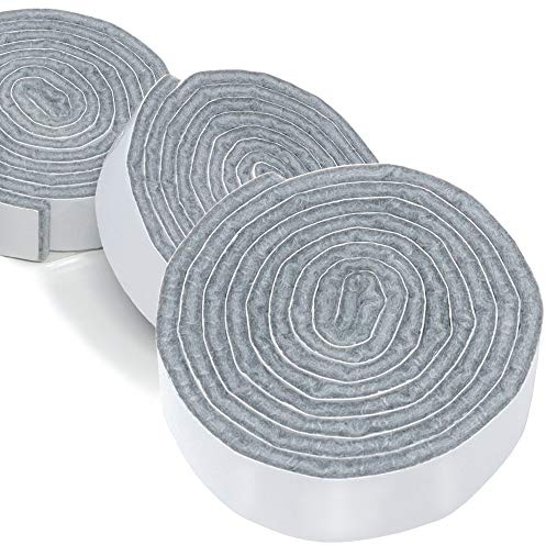 Adsamm® / 3 x Selbstklebende Filzbänder/Grau / 19x1000 mm/Streifen / 3.5 mm Starke Selbstklebende Filzstreifen/Bodengleiter zum Zuschneiden
