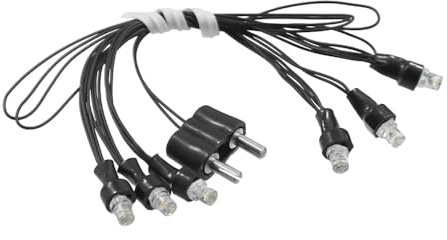 WITTKOWARE Zubehör zur Krippen-/Puppenstuben-Elektrifizierung (6er LED-Lichterkette, 3,5V, Schwarz, Stecker, EIN-AUS)