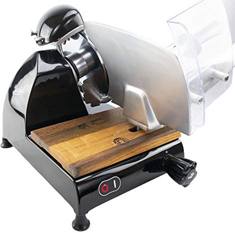 Palatina Werkstatt ® Berkel Red Line 250 - Máquina de cortar profesional con diámetro de 250 mm, color negro, con lijadora integrada y tabla de madera de barril hecha a mano