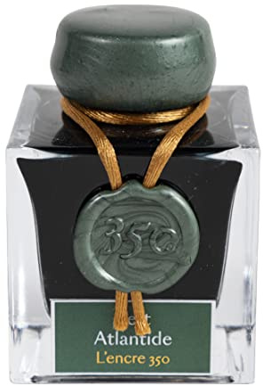Herbin 15139JT - Tinta de aniversario (50 ml, 350 años, con brillo plateado y dorado, ideal para caligrafía y dibujos, 1 unidad), color verde