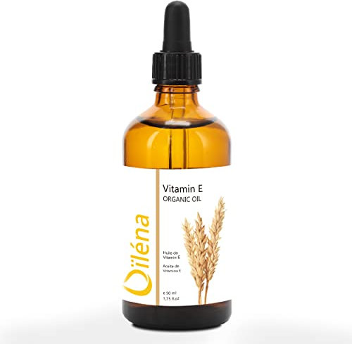 Huile de Vitamine E Naturelle Extra Forte Antioxydant Puissant pour la Peau Elimine les Cernes Renforce les Cheveux et les Ongles 100% Biologique 50 ml