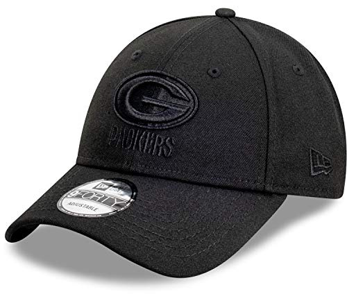 New Era 9Forty Snapback Cap - Full Black Green Bay Packers