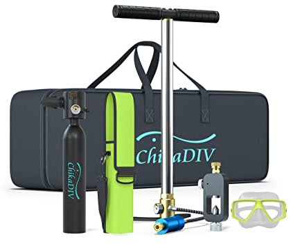CHIKADIV Mini Bouteille de Plongee 5-10 Minutes Petite Bouteille d Oxygène Plongee Respirateur Oxygene Plongee sous Marine Equipement Bouteille d'eau Recycleur Plongée D8 Black