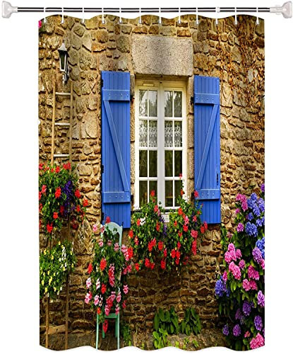 100 yeah Tenda da doccia da giardino Decorazione da bagno esterna in poliestere 3D impermeabile tenda da doccia, 12 ganci, 66 W x 72 L