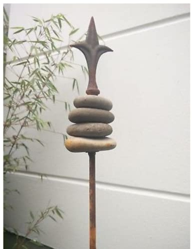 Edelrost Gartenstecker Gartendeko Natur Stein Beetstecker H106cm 030870