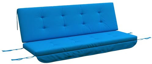 Outsunny Auflagen-Set für Hollywoodschaukel 170 cm Stuhlkissen Schaukelauflage Sitzkissen Gartenschaukel Gartenpolster Rückenkissen Seitenkissen Blau