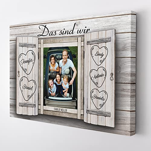 Deutsam Personalisierte Leinwand Familien Foto Geschenk zum Valentinstag mit eigenem Foto Geschenk Valentinstag Muttertag Vatertag Leinwandbild