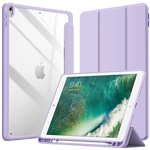 JETech Funda para iPad Air 3 (10,5 Pulgadas 2019, 3.ª Generación) y iPad Pro 10,5 con Portalápiz, Clara Transparente Carcasa Trasera Slim Soporte Antigolpes Cover Tableta (Púrpura Claro)