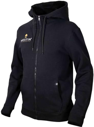 Westin Pull à capuche zippé noir - Pull de pêche