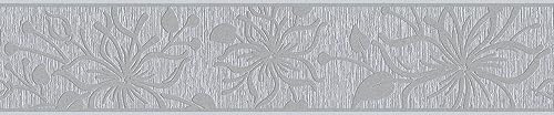 A.S. Creation | Only Borders 11 | 346643 | Vliesbordüre | Blumenoptik | 5.00 x 0.13 m | Grau | Tapete